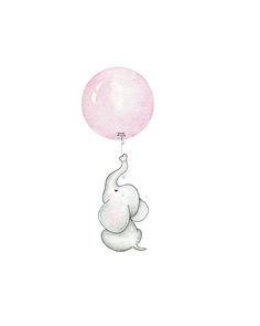 an elephant holding a pink balloon in its trunk