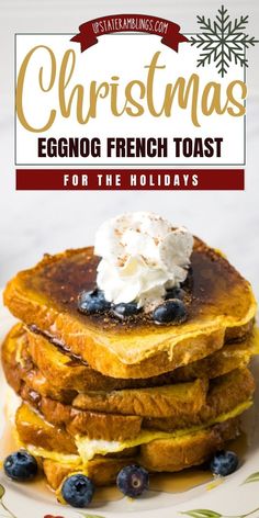 Christmas Eggnog French Toast Christmas Eggnog, Easy Eggnog, Eggnog French Toast, Christmas Morning Breakfast, Holiday Breakfast, Christmas Breakfast, Breakfast Bake, Morning Breakfast, Christmas Morning