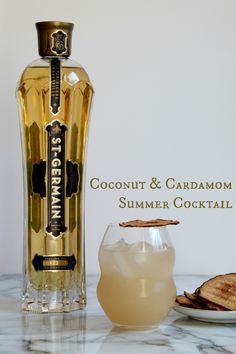 a bottle of coconut and cardamom summer cocktail