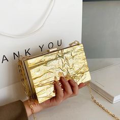 Metal Box Shiny Gold Silver Luxury Clutch Hand Pouch SIZEBig  (Width)18cm * (Height)11cm * (Thickness)6cm  Note:1 Inch=2.54 CM; 1 CM=0.39 Inch , Due to different batches, bag's liner may be different. Fashion designer and good price, please rest assured purchase. ( All pictures are actual photos. But due to the different light and monitor setting, minor color difference maybe exist. Thank you for understanding. ) Eco Luxury, Luxury Clutch, Soft Leather Bag, Chic Leather, Eco Chic, Eye Wear Glasses, Metal Box, Eco Fashion, Different Light