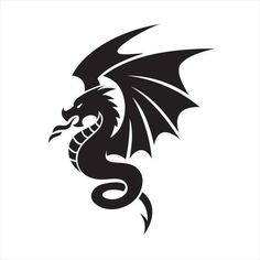 a black and white dragon tattoo design