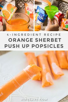 orange sherbet push - up popsicles are the perfect way to use them for dipping