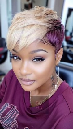 Cute Hair Color, Hair Baddie, Bold Haircuts, Pixie Wigs, Short Hair Back