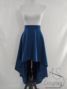 Side High Low Skirt, Fitted Blue Skirt With Wide Waistband, Blue Stretch Skirt With Wide Waistband, Fantasy Skirt, Solid Color Fitted Skirt With High-low Hem, Fitted Lined Skirt With High-low Hem, Elegant Flowy Skirt With High-low Hem, Fitted High-low Hem Skirt, Fitted Pleated High-low Skirt