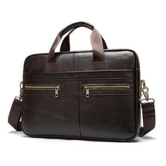 The Genuine Leather 100% Business Shoulder Bag is the perfect gift for any husband or male professional who values both style and practicality. Made from high-quality cowhide leather, this bag is durable, stylish, and perfect for carrying all of your essential documents and items. The bag features a spacious interior compartment that can fit a laptop, tablet, documents, and other necessities, while also providing additional pockets and compartments for smaller items such as pens, business cards, Leather Laptop Bag For Men, Office Bags For Men, Crossbody Laptop Bag, Leather Briefcase Bag, Laptop Bag Men, Business Briefcase, Leather Briefcase Men, Briefcase For Men, Leather Laptop Bag