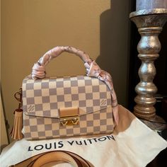 Excellent Condition Used Few Times Comes With Dust Bag And Box No Stains Bandeau Not Included Handle Brand New Using To Protect It Can Provide Receipt Lv Checkered Bag, Luxury Square Box Bag With Handles, Luxury Top Handle Box Bag Fashion Accessory, Luxury Square Satchel With Adjustable Strap, Luxury Square Box Bag With Adjustable Strap, Elegant Box Bag With Original Box, Square Box Bag With Detachable Handle, Designer Square Bags For Fashion Accessory, Designer Square Box Bag