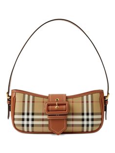 Burberry Sling Vintage Check Shoulder Bag - Farfetch Burberry Sling Bag, Luxury Vintage Brown Bags, Burberry Leather And Vintage Check Note Crossbody Bag Outfit, Vintage Burberry Bag, Burberry Vintage Bag, Burberry Tote Vintage, Women Sling Bag, Vintage Burberry Bag Lyst, Burberry Shoulder Bag