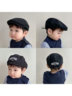 Baby Hat Spring/Autumn, Fashionable Forward Cap, Unisex Adjustable Newsboy Cap, Casual Beret, Baseball Cap For Clothing Matching Black    Acrylic  Beret   Kids Accessories, size features are:Bust: ,Length: ,Sleeve Length: Kids Hats Cap, Baby Boy Fedora Hat, Toddler Hats Boy, Infant Hats Boy, Baby Newsboy Hat, Duckbill Cap, Berets Cap, Baby Letters, Matching Baby