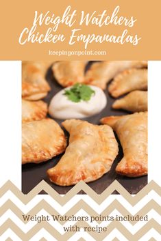 the weight watcher's chicken empanadas recipe is shown on a plate