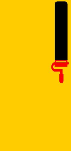 a black and red object on a yellow background