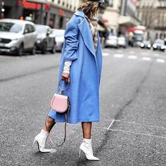 Blue Lapel Wool Over Coat Over Coat, Hip Clothes, Blue Coat, Blue Coats, L And Light, Ankle Bones, Blue Pattern, Pure Color, Wool Coat