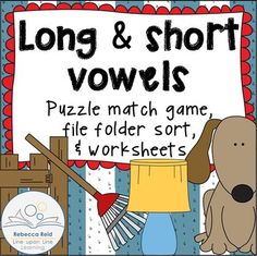 long and short words puzzle game with a dog sitting next to an easer on the floor