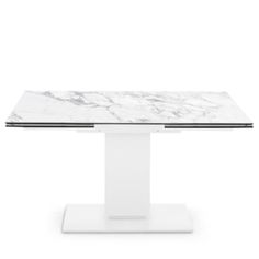 a white table with marble top and base