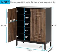 an image of a cabinet with measurements for the door and drawer area on each side