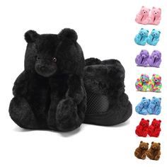 PRICES MAY VARY. 【Teddy Bear Slippers Size】:Teddy Bears Slippers all-inclusive design, suitable for women size 5.5-9.5, men size 5.5-8.5. Teddy Bear slippers may feel a bit snug at first and then they will stretch a little to a customized fit after several wearing them. Easy slip-on slippers, Breathable, Non-Slip, Warm, Wear-resistant, Shock Absorption. 【Teddy Bears Slippers Design】: The overall design is a naive plush teddy bear image design. The cute teddy bears' fur is super soft to the touch Care Bear Slippers, Cute House Shoes, Bear Claw Slippers, Teddy Bear Slippers, Panda Slippers, Slippers Design, Slippers Cute, Pretty Sneakers, Teddy Bear Images