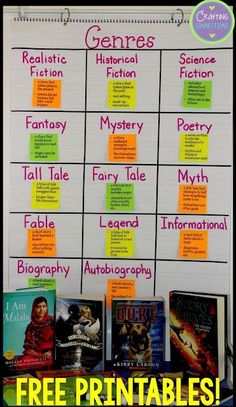 a table with several books on it and the words, free printables