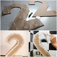 the number two is made out of cardboard and tape