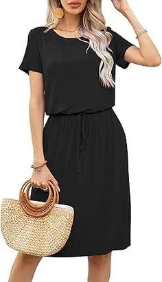 Casual Work Style, Modest Midi Dress, Designer Leggings, Drawstring Dresses, Blouson Dress, Midi Dress Casual, Leggings Design, Vestido Casual, Daily Dress