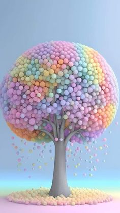 a colorful tree with lots of bubbles on it