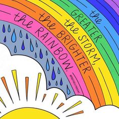 an image of a rainbow with the words be kind of brighter in different colors