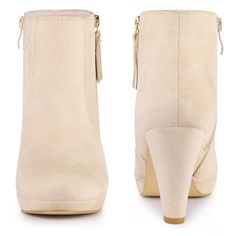 Bonus points for the trendy knee-high length that brings a modern edge to any look and the 8cm block heel that offers hours of walkability. Ankle Boots; Chunky Heels; Side Zipper; Round Toe; Vamp: Faux Suede; Outsole: Rubber; Heel: ABS; Heel Height: 3 1/8 inches; Shaft Height: 4 1/8 inches. Please check your size to make sure the item fits before ordering. Chunky Heel Ankle Boots, Rubber Boot, Chunky High Heels, Shoes Boots Ankle, Chunky Heels Boots, Platform Heels Chunky, Closed Toe Shoes, Womens Ankle Boots, Heeled Ankle Boots