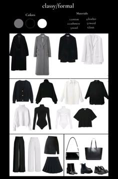 All Black Capsule Wardrobe Work Outfits, Dark Academia Outfit Black, Business Casual Outfits Aesthetic, All Black Wardrobe, Minimalist Clothes, Simple Style Outfits, Corporate Goth