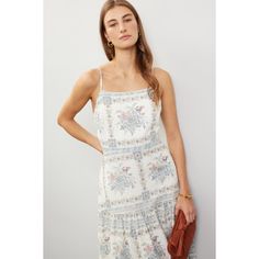 Off-white floral (55% Linen, 45% Rayon). Casual dress. Sleeveless. Square neck. Side zipper closure. 50" from shoulder to hemline. Imported. White Sleeveless Printed Midi Dress, White Printed Sleeveless Sundress, Feminine Floral Print Sleeveless Dress For Brunch, White Printed Sundress With Spaghetti Straps, White Printed Floral Dress For Brunch, Feminine White Printed Floral Dress, White Sleeveless Floral Sundress, Feminine Sleeveless Printed Midi Dress, White Fitted Sleeveless Dress With Floral Print