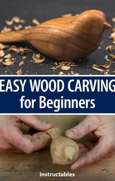 Rustikaler Esstisch Design Easy Wood Carving, Carving For Beginners, Art Sculpture En Bois, Kids Woodworking Projects, Tre Kunst, Dremel Carving, Simple Wood Carving, Wood Carving For Beginners