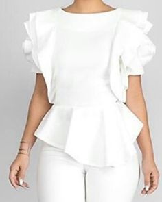 Classy Snow White Winter Blouse Sizes S-XL Please specify your size upon order Ruffle Fashion, Winter Blouse, Winter Blouses, Plus Size White, Lantern Sleeved Blouses, Sequin Shirt, Petal Sleeve, Ruffles Fashion