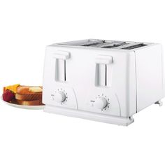 a white toaster sitting on top of a plate