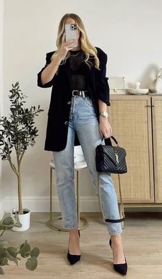 Office Fits, Chique Outfit, Outfits Con Jeans, Looks Jeans, Look Office, Stylish Work Attire, Elegante Casual, Night Out Outfit, Chic Outfit