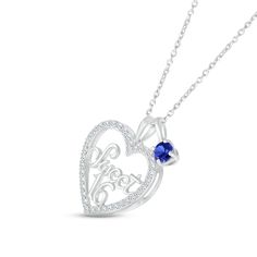 Make her 16th birthday even sweeter with this gorgeous necklace. A vibrant blue lab-created sapphire, the birthstone of September, dangles alongside a heart with "Sweet 16" crafted in a cheerful font. White lab-created sapphires trace the pendant, adding eye-catching sparkle to the sterling silver necklace. The 18-inch cable chain secures with a lobster clasp. White Lab, Vibrant Blue, 16th Birthday, Necklace Sterling Silver, Gorgeous Necklaces, Sterling Silver Necklace, Sweet 16, Cable Chain, A Heart