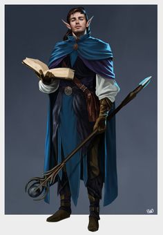 Wizard With Staff Pose, Order Of The Scribes Wizard, Fantasy Npc Art, D&d Sorcerer, Elf Wizard Male, Wizard Dnd Character Design, Wizard Character Art, D&d Npc, Mage Concept Art