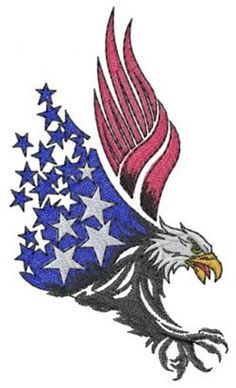 an eagle with stars and stripes on it