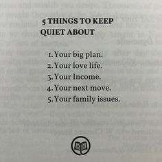 an open book with the words 5 things to keep quiet about