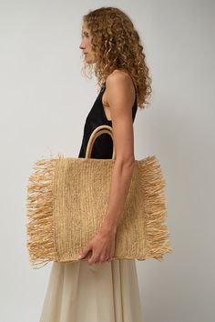 Modern Weaving Straight Fringe Square Bag in Natural Rectangular Fringe Beach Bag For Shopping, Chic Fringe Beach Bag For Vacation, Natural Fringed Beach Bag For Travel, Chic Summer Beach Bag With Fringe, Chic Fringed Beach Bag For Vacation, Chic Fringe Beach Bag For Summer, Natural Fringe Beach Bag For Travel, Rectangular Natural Straw Bag With Tassels, Everyday Use Straw Tote Bag With Fringe