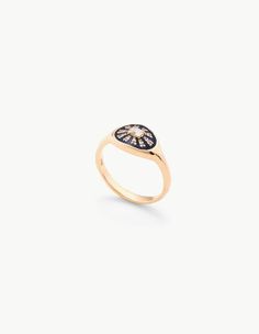 Margaret Ring - Dream Collective Enamel Ring, Micro Pave, Conflict Free Diamonds, Brilliant Cut Diamond, Bentley, Pave Diamonds, Oval Cut, Cobalt, Diamond Cuts