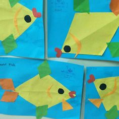 four pieces of paper that have been made to look like fish