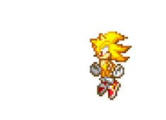 sonic the hedgehog in pixel art style on white background with red and yellow accents