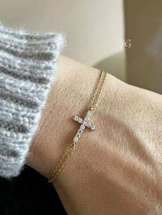 etsy #cross#jewelry#religion#love#support#follow#share#gold#diamond#beauty#faith Jewelry Photography Tutorial, Faith Wrist Tattoo, Gold Cross Bracelet, Bracelet With Cross, Christian Bracelets, Bracelet Diamond, Small Bracelets, Family Necklace, Handmade Beaded Necklaces