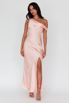 Shop the Etienne Off-Shoulder Halter Midi Dress Shimmer Pink | Selfie Leslie Light Pink Bridesmaid Dresses, Hot Party Dresses, Pink Dress Shoes, Selfie Leslie, Bridesmaid Colors, Brunch Dress, Pink Bridesmaid Dresses, Off Shoulder Fashion, Halter Midi Dress