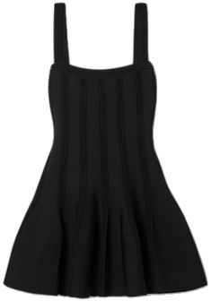 Chic Ribbed A-line Dress, Sleeveless Ribbed Mini Dress For Evening, Ribbed Sleeveless Mini Dress For Evening, Chic A-line Ribbed Dress, Black Fitted Mini Dress With Flared Hem, Chic A-line Ribbed Midi Dress, Stretch Ribbed A-line Dress, Chic Black Staud Dress, Staud Sleeveless Mini Dress