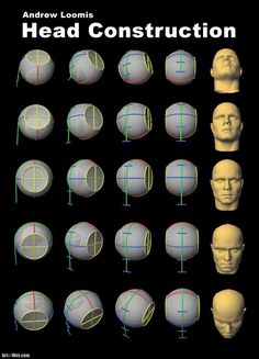 an image of head construction with different angles and shapes on it, including the heads