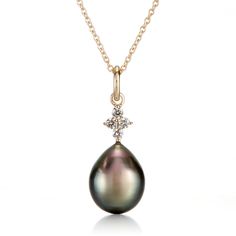 Gump's Signature Gray Tahitian Pearl & Diamond Pendant Necklace Fine Jewelry Tahitian Pearl Pendant Necklace, Pearl Diamond Pendant, Tahitian Pearl Pendant, Tahitian Pearls, Pearl Diamond, Stunning Necklace, Diamond Pendant Necklace, Pearl Pendant, Earings Piercings