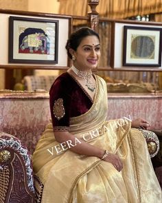 Indian wedding silk saree, Tissue designer sari with velvet blouse, Indian wedding saree, traditional wear ethnic sari, Indian party sarees ` Welcome to The VeeraCreation19 Here is the latest Designer for Women's Ethnic Wear. 📌 Un-stitched items will be dispatched in 1 day 🎁 Product Specification SAREE :- crush Tissue silk Gold true tone zari color Fancy Work lace BLOUSE :- Velvet lace border with fancy patch (unstitch) SAREE CUT:- 5.50 MTR BLOUSE CUT:- 0.80 MTR See my other fun designs: https://www.etsy.com/shop/VeeraCreation19 *Unstitched Product: Unstitched Product means the dress will have to be stitched completely. unstitched clothes are those which are used as a raw material for the stitching *Semi-Stitched Product: Semi-stitched means half stitched dress in which styles have pre-d Crush Saree Blouse Design, Tissue Saree Blouse Designs Latest, Velvet Saree Blouse, Saree Combination, Blouses Saree, Gold Silk Saree