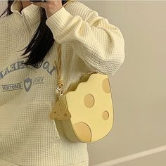 Yellow Cheese Shape Shoulder Bag
Width: 20 cm/ Height: 21 cm/ Thickness: 5 cm Cute Purses Handbags, Kawaii Bags, Cute Crossbody Bags, Chic Crossbody Bag, Creative Bag, Triangle Bag, Cute Purse, Yellow Handbag, Over The Shoulder Bags