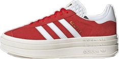 University Red Low-top Sneakers For Spring, Spring University Red Low-top Sneakers, Sneaker For Women, Adidas Gazelle Bold, Gazelle Bold, Limited Edition Sneakers, Gold Branding, Leather Accents, Adidas Gazelle