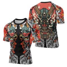 a t - shirt with an image of a dragon on the front and back side