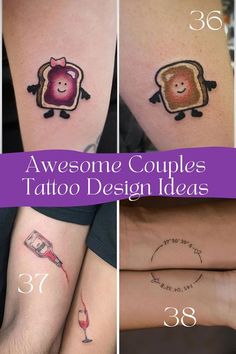 four different tattoo designs with the words awesome couple's tattoos