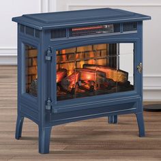 an image of a stove that is in the shape of a night stand with fire inside